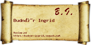Budnár Ingrid névjegykártya